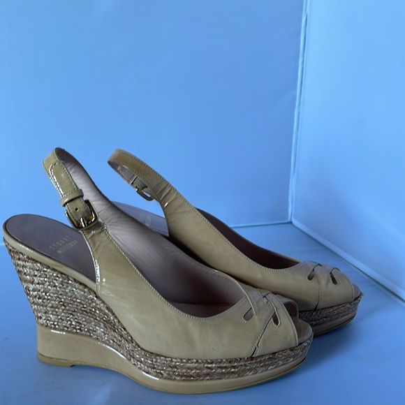 WORN ONCE! Stuart Weitzman Patent Leather Espadrille Wedges (DDDD) - Picture 4 of 6